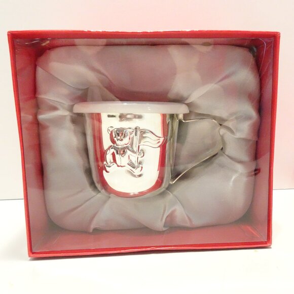Baby Toddler Sippy Cup Boy New! Nice Gift! FAO Schwarz Silver Tone - Picture 1 of 4